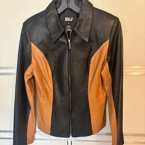 B & J Genuine Leather Jacket Full Zip Medium